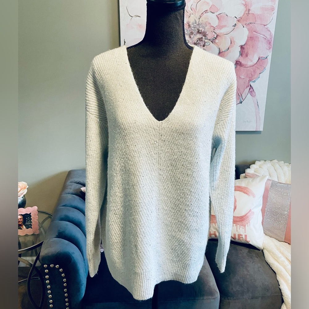 INC Heather Gray Sequin Sweater